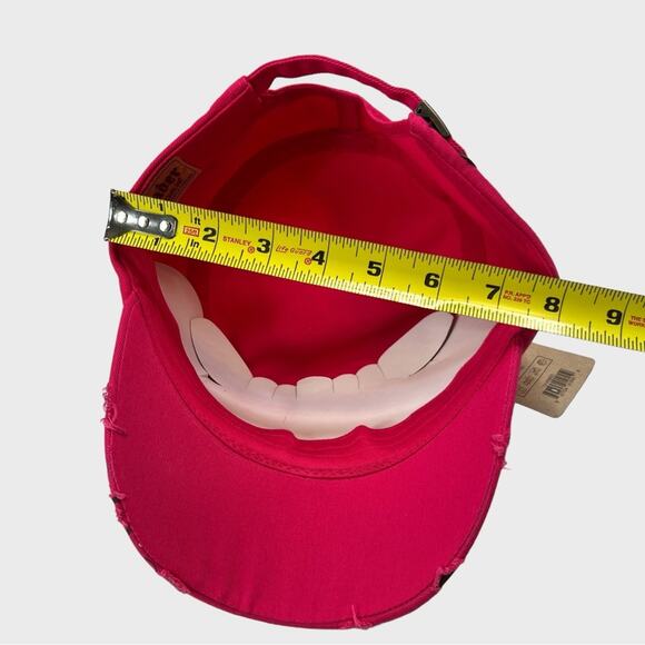 NWT Leader Rhinestone Pink Ribbon Cap Breast Cancer Awareness Bling Hat OSFM - Picture 7 of 11